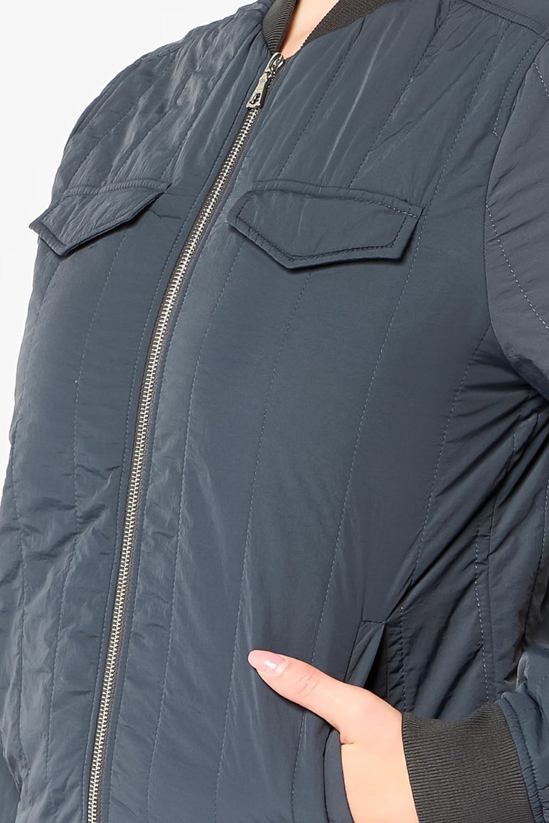 LACOSTE Women Plain Bomber Jacket, Grey - Image 5